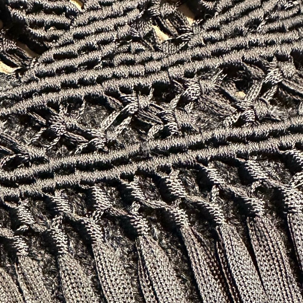 Ralph Lauren Collection Black Silk Hand Knit Fringe Trimmed Long Sleeve Sweater - Picture 10 of 16
